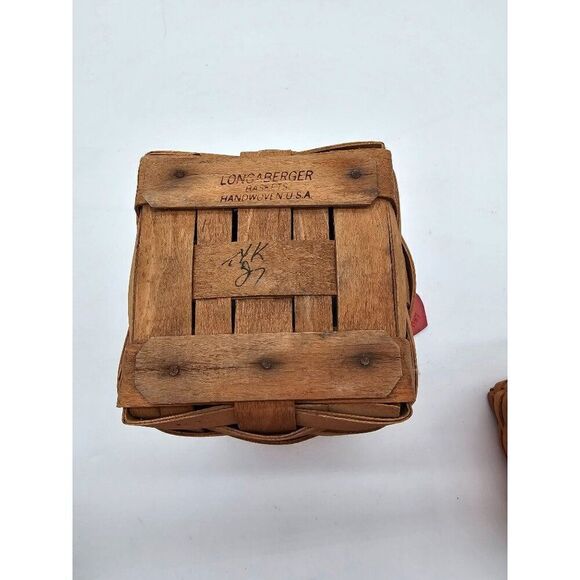 Longaberger Mothers Day 1987 Basket Handwoven Wood With Pink Heart Tag - Picture 3 of 3